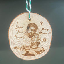 Load image into Gallery viewer, Engraved Wood Slice Christmas Tree Decorations