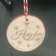 Load image into Gallery viewer, Engraved Wood Slice Christmas Tree Decorations